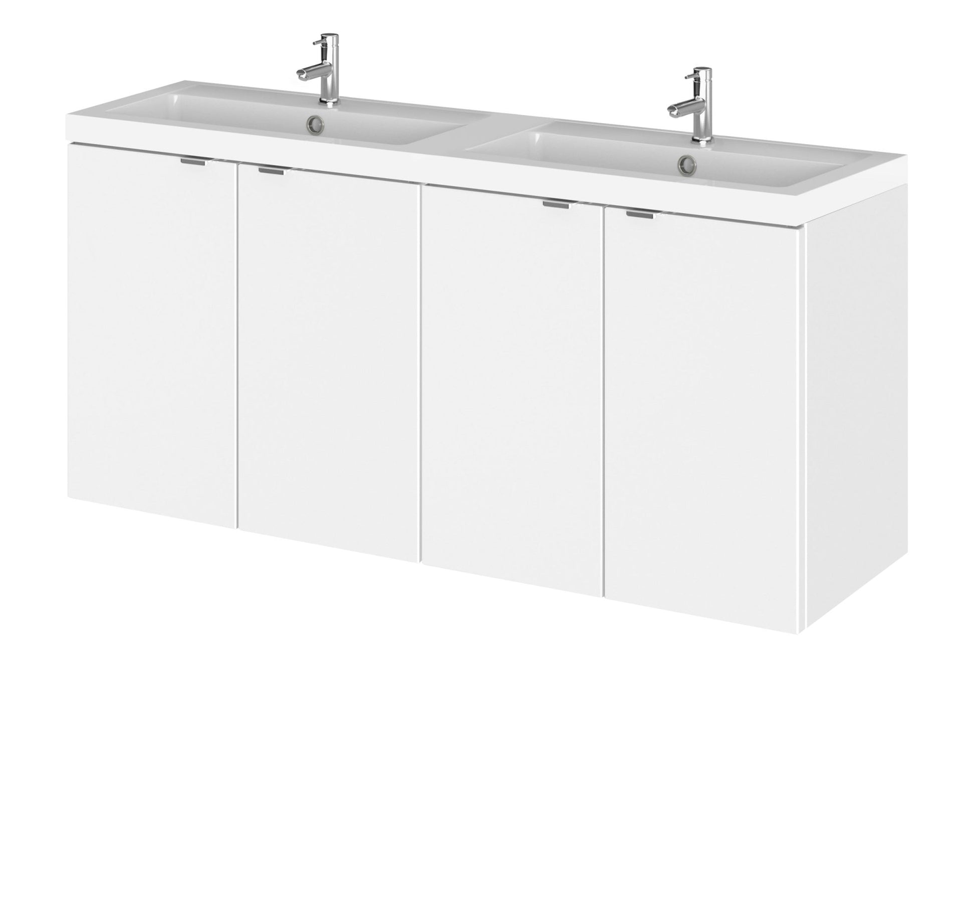 Hudson Reed Fusion 1200mm Vanity Unit & Double Basin Contemp Gloss White MFC Painted Gloss 579x1205x360mm - CBI133 - JJ Building Materials