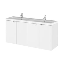 Hudson Reed Fusion 1200mm Vanity Unit & Double Basin Contemp Gloss White MFC Painted Gloss 579x1205x360mm - CBI133 - JJ Building Materials
