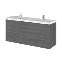 Hudson Reed Fusion 1200mm Vanity Unit & Double Ceramic Basin Contemp Anthracite Woodgrain MFC Textured Woodgrain 579x1208x360mm - CBI533A - JJ Building Materials