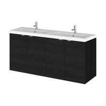 Hudson Reed Fusion 1200mm Vanity Unit & Double Ceramic Basin Contemp Charcoal Black MFC Textured Woodgrain 579x1208x360mm - CBI633A - JJ Building Materials