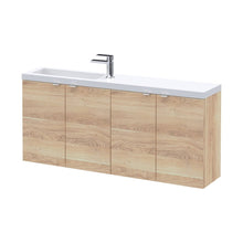 Hudson Reed Fusion 1200mm Wh 4-door Vanity & Slimline Basin Contemp Bleached Oak MFC Textured Woodgrain 580x1205x283mm - JJ Building Materials