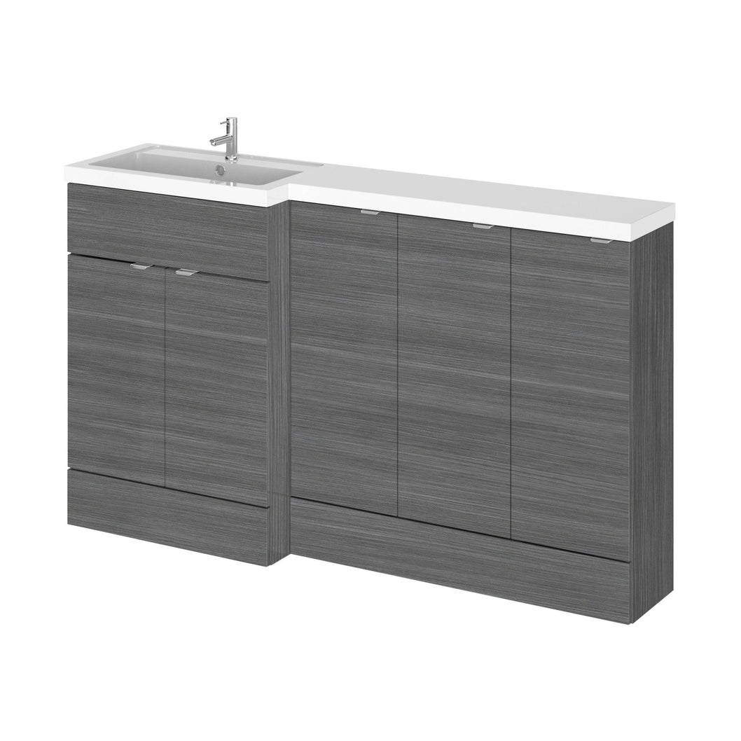 Hudson Reed Fusion 1500mm Left Hand Combination Contemp Anthracite Woodgrain MFC Textured Woodgrain 904x1505x360mm - CBI517 - JJ Building Materials