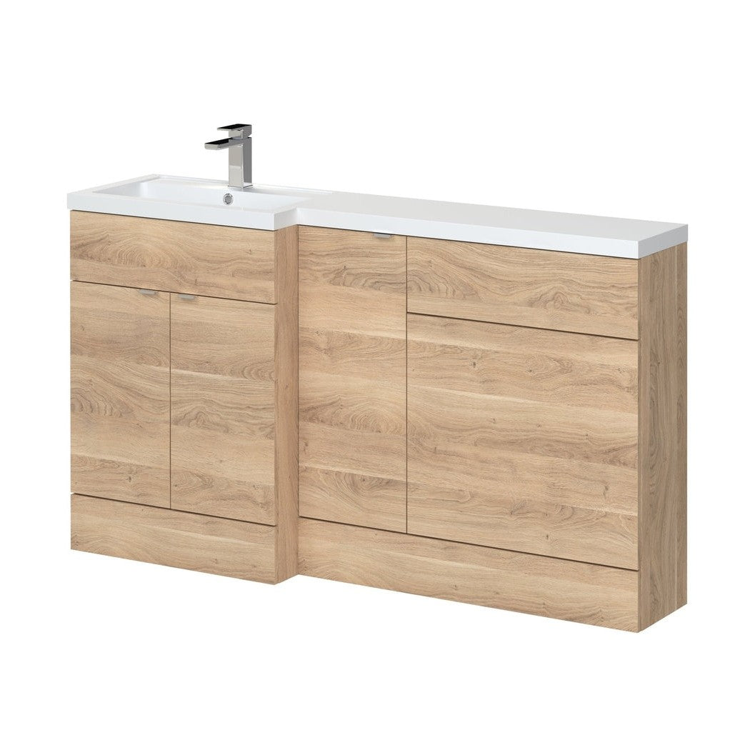 Hudson Reed Fusion 1500mm Left Hand Combination Contemp Bleached Oak MFC Textured Woodgrain 904x1503x355mm - JJ Building Materials