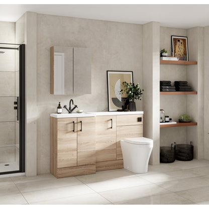 Hudson Reed Fusion 1500mm Left Hand Combination Contemp Bleached Oak MFC Textured Woodgrain 904x1505x355mm - CBI3015 - JJ Building Materials