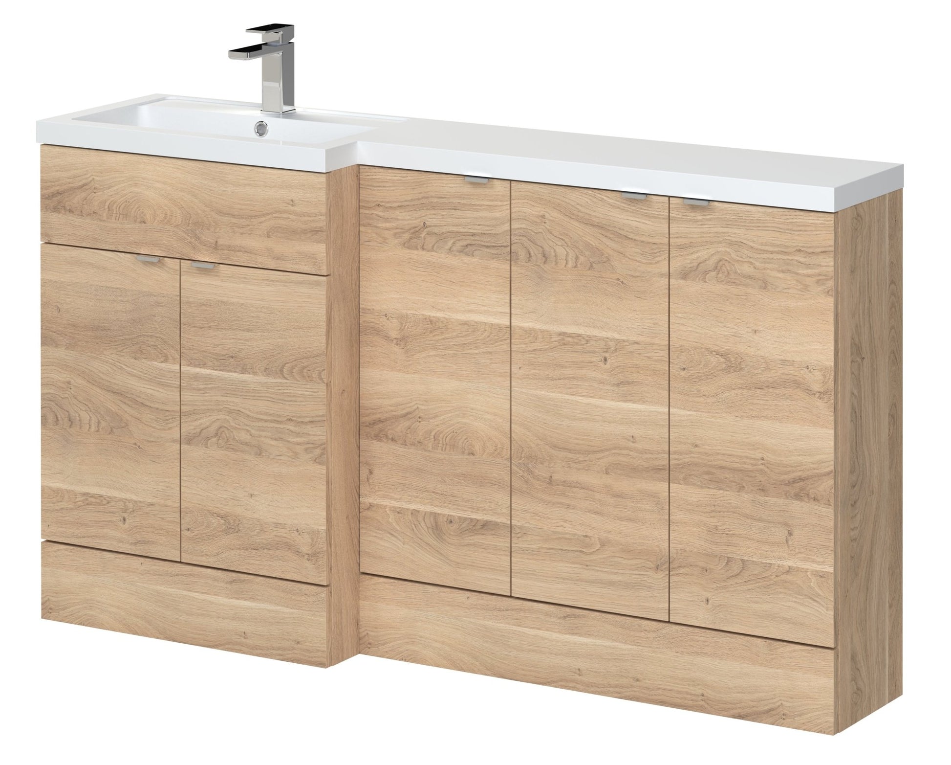 Hudson Reed Fusion 1500mm Left Hand Combination Contemp Bleached Oak MFC Textured Woodgrain 904x1505x355mm - CBI3017 - JJ Building Materials