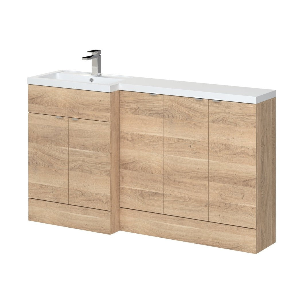 Hudson Reed Fusion 1500mm Left Hand Combination Contemp Bleached Oak MFC Textured Woodgrain 904x1505x355mm - CBI3017 - JJ Building Materials