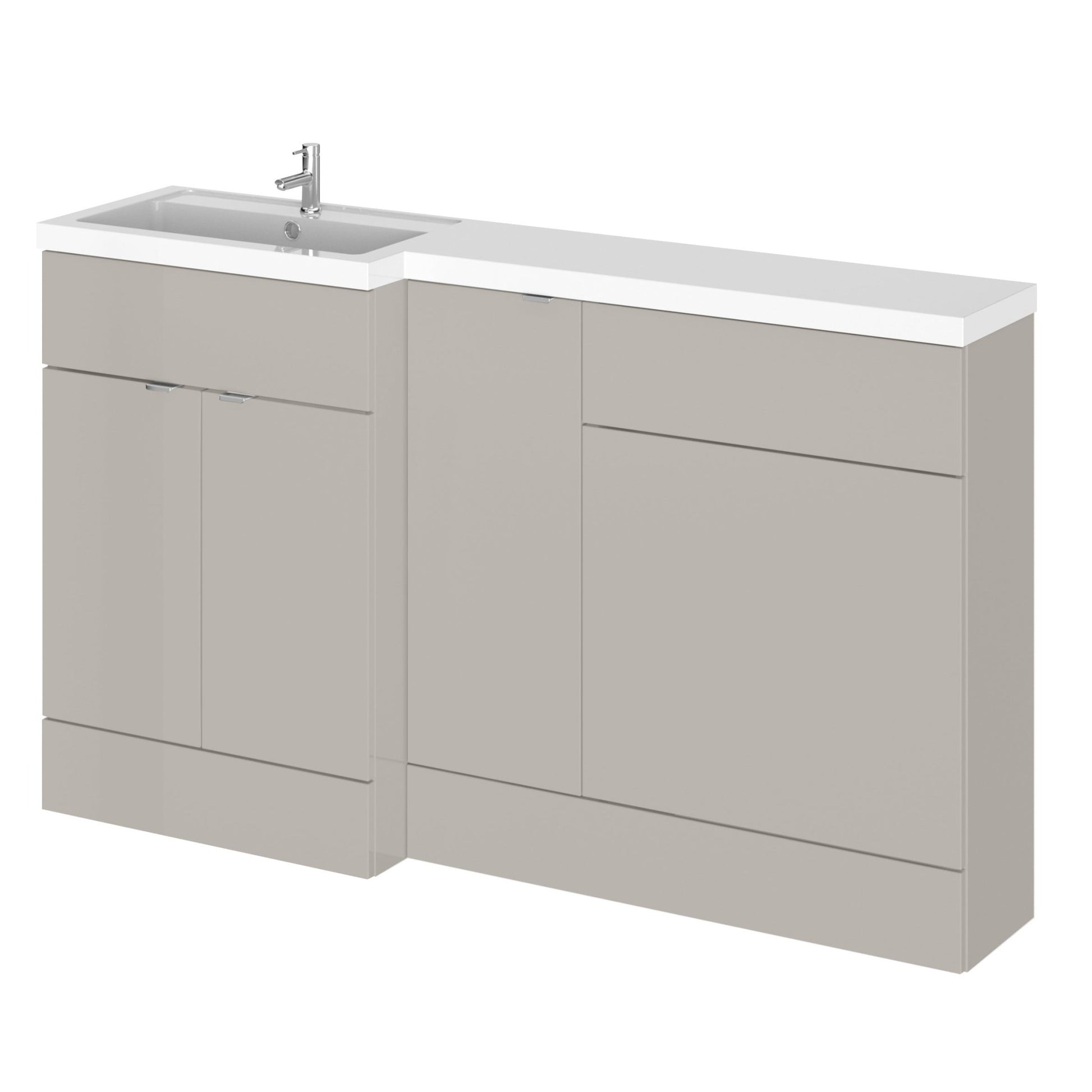 Hudson Reed Fusion 1500mm Left Hand Combination Contemp Pebble Grey MFC Smooth Matt 904x1503x355mm - JJ Building Materials