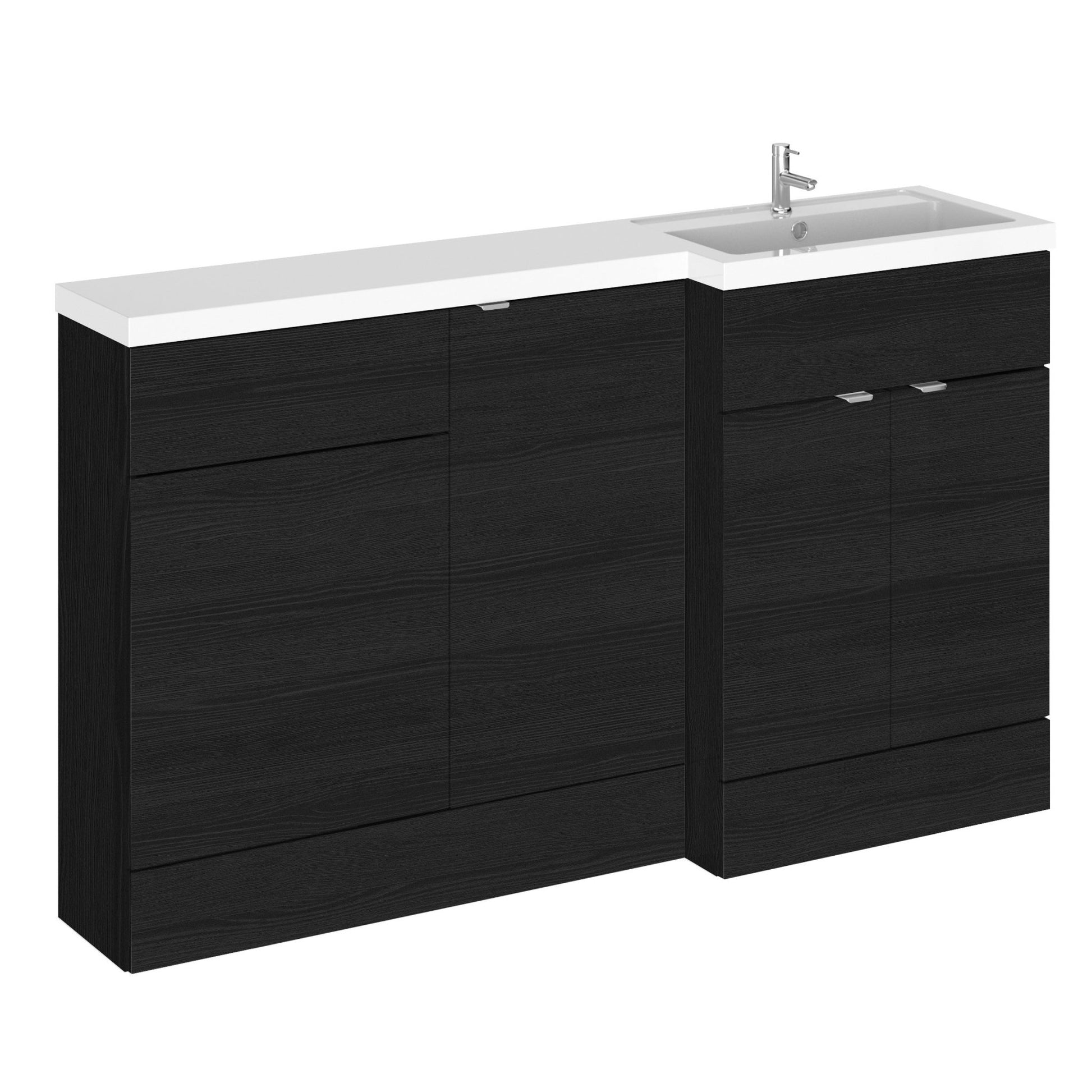 Hudson Reed Fusion 1500mm Right Hand Combination Contemp Charcoal Black MFC Textured Woodgrain 904x1505x360mm - CBI616 - JJ Building Materials