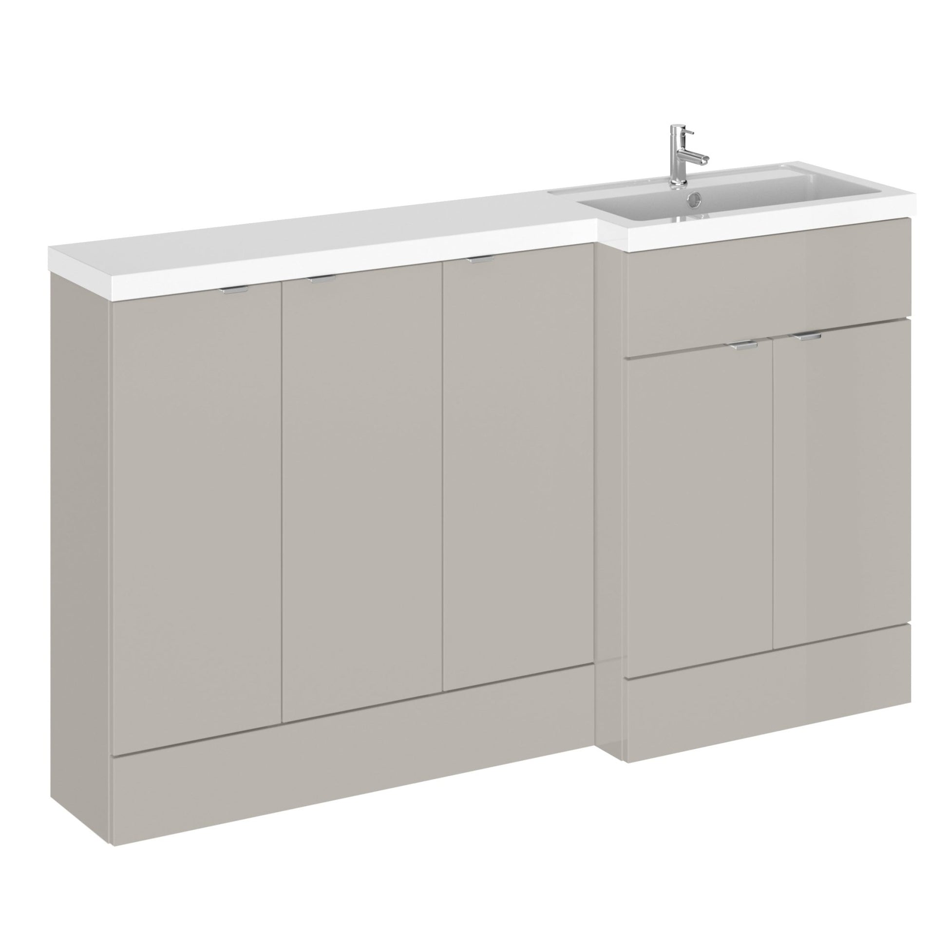 Hudson Reed Fusion 1500mm Right Hand Combination Contemp Pebble Grey MFC Smooth Matt 904x1505x355mm - CBI3218 - JJ Building Materials