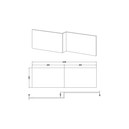 Hudson Reed Fusion 1700mm Shower Bath Front Panel Contemp Anthracite Woodgrain MFC Textured Woodgrain 520x1698x163mm - JJ Building Materials