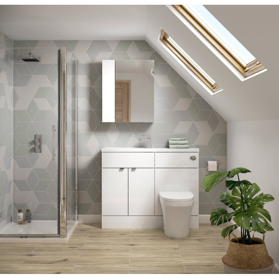 Hudson Reed Fusion 300mm Drawer Lined Unit Contemp Gloss White MFC Painted Gloss 864x300x355mm - JJ Building Materials