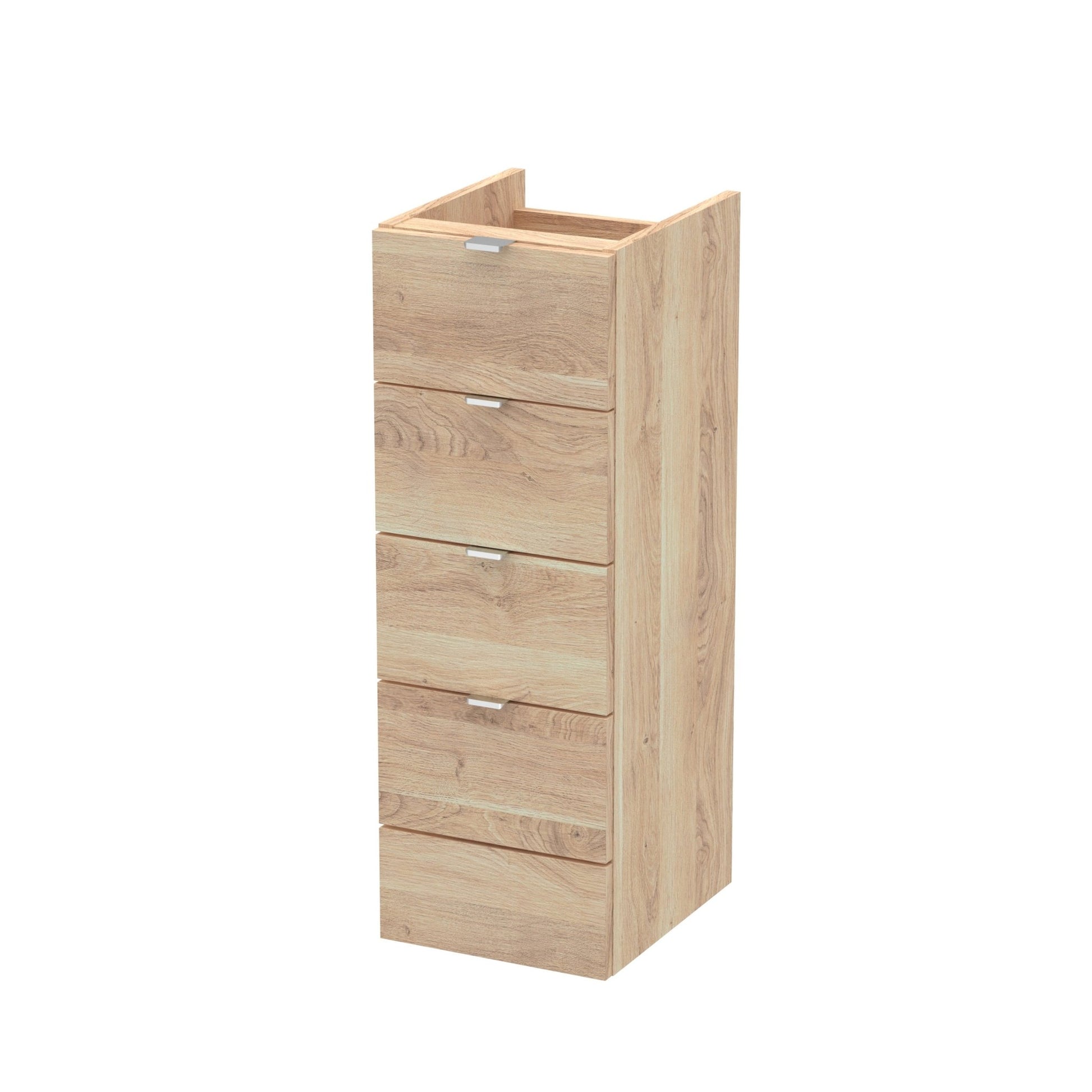 Hudson Reed Fusion 300mm Drawer Unit Contemp Bleached Oak MFC Textured Woodgrain 864x300x355mm - JJ Building Materials