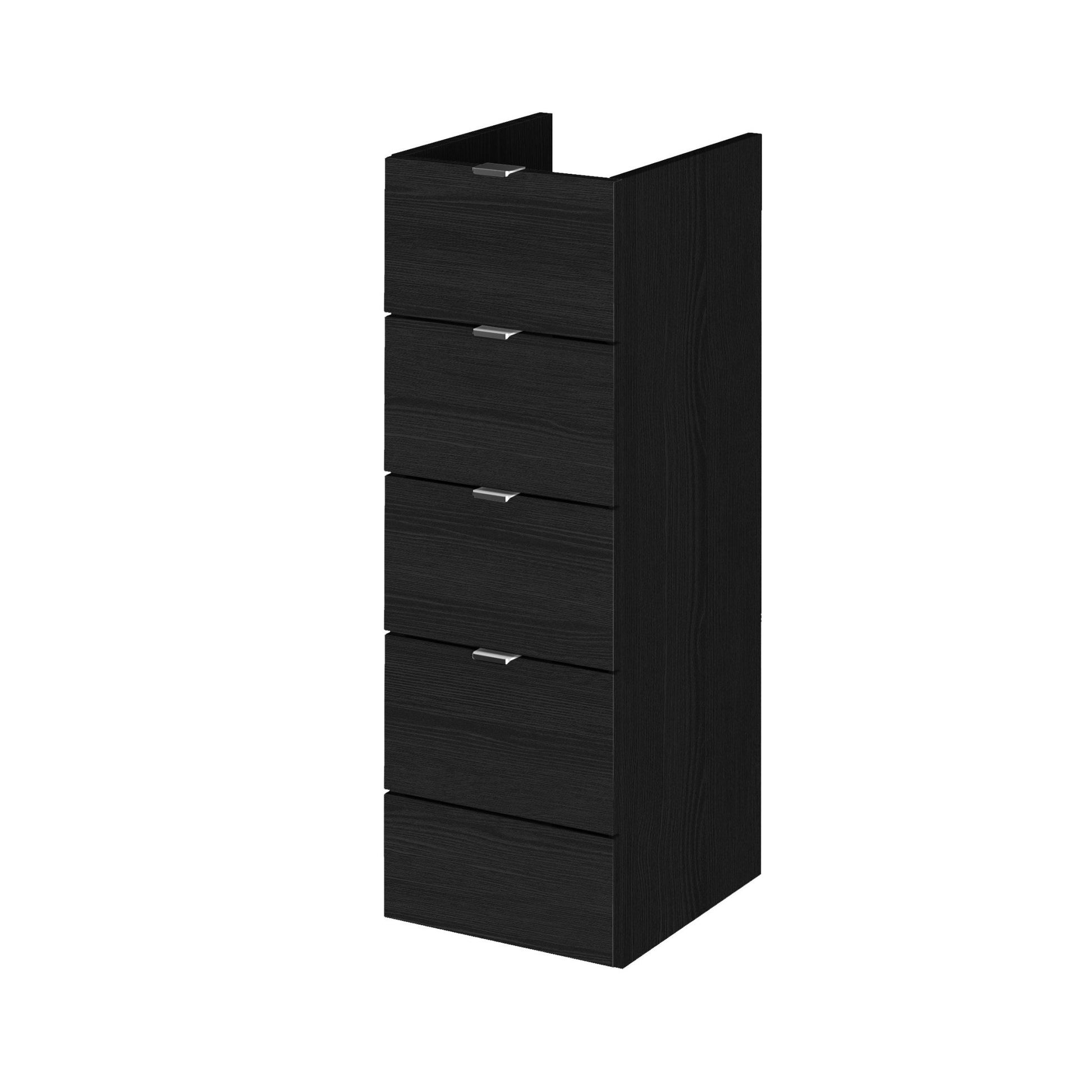 Hudson Reed Fusion 300mm Drawer Unit Contemp Charcoal Black MFC Textured Woodgrain 864x300x355mm - JJ Building Materials