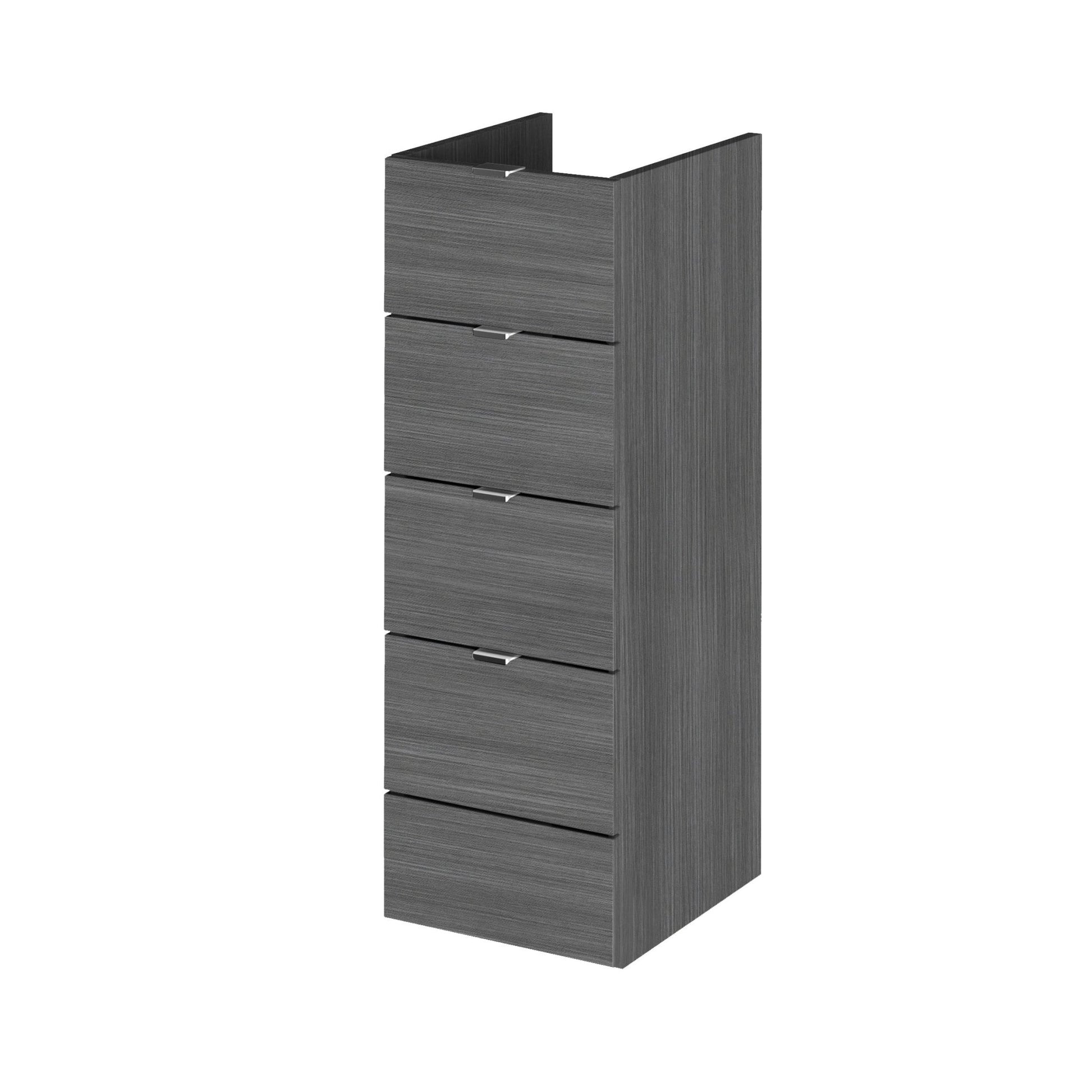 Hudson Reed Fusion 300mm Drawer Unit Contemp Graphite Grey Woodgrain MFC Textured Woodgrain 864x300x355mm - JJ Building Materials