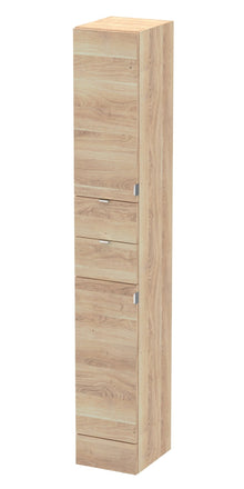 Hudson Reed Fusion 300mm Tall Unit Contemp Bleached Oak MFC Textured Woodgrain 1940x300x355mm - JJ Building Materials