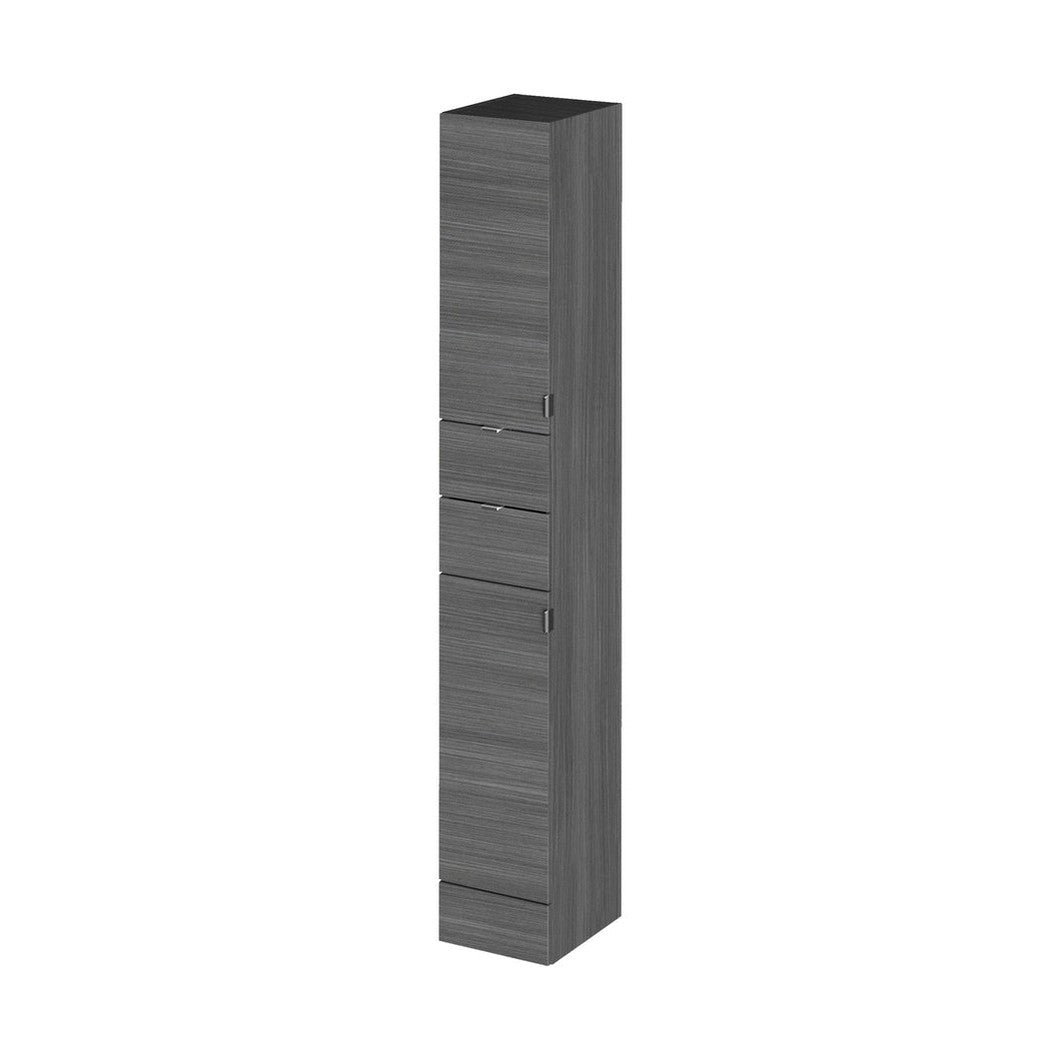 Hudson Reed Fusion 300mm Tall Unit Contemp Graphite Grey Woodgrain MFC Textured Woodgrain 1940x300x355mm - JJ Building Materials
