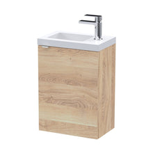 Hudson Reed Fusion 400mm 1-door Wall Hung Unit & Basin Contemp Bleached Oak MFC Textured Woodgrain 580x403x283mm - JJ Building Materials