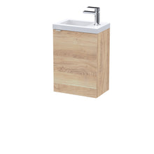 Hudson Reed Fusion 400mm 1 - door Wall Hung Unit & Basin Contemp Bleached Oak MFC Textured Woodgrain 580x403x283mm - JJ Building Materials
