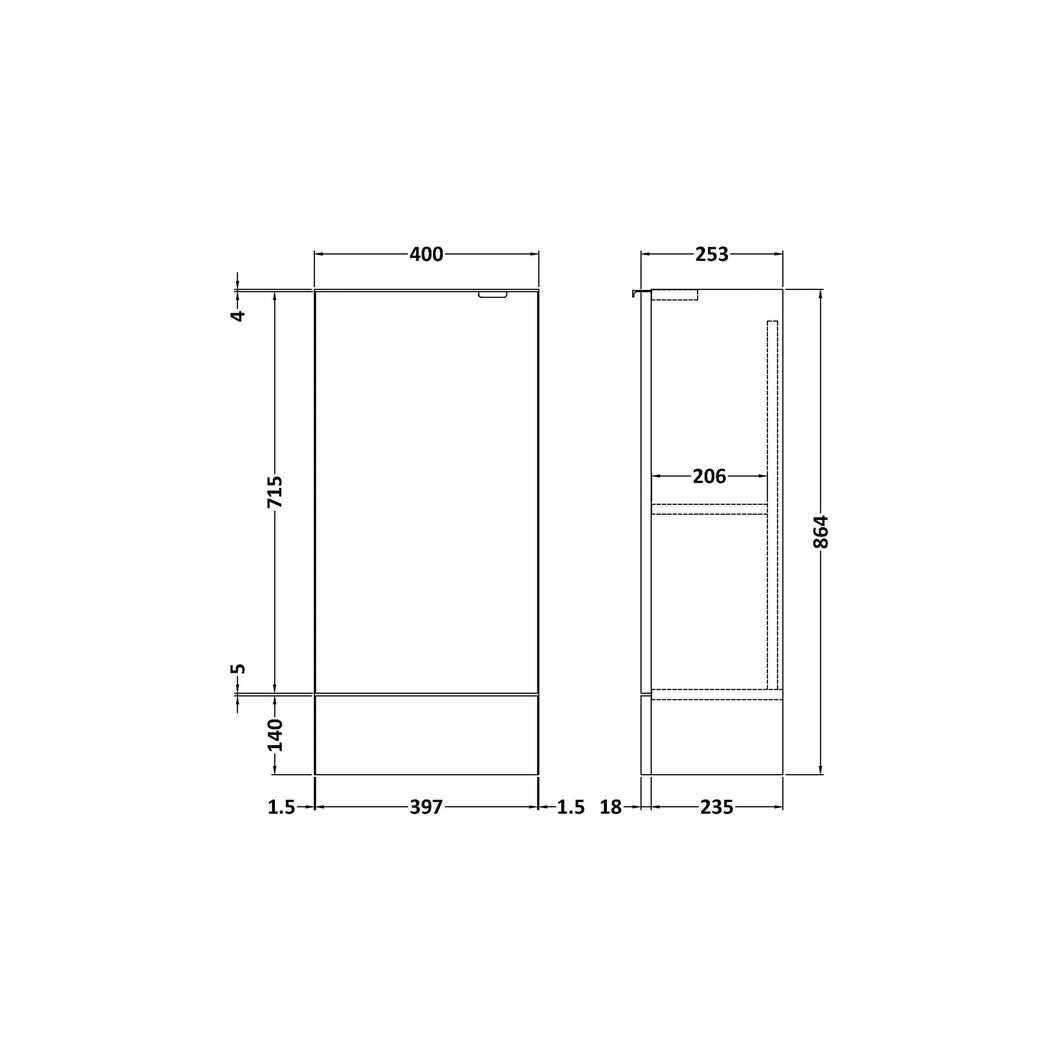 Hudson Reed Fusion 400mm Base Unit - Compact Contemp Graphite Grey Woodgrain MFC Textured Woodgrain 864x400x255mm - JJ Building Materials