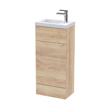 Hudson Reed Fusion 400mm Compact Vanity Unit & Basin Contemp Bleached Oak MFC Textured Woodgrain 904x403x255mm - JJ Building Materials