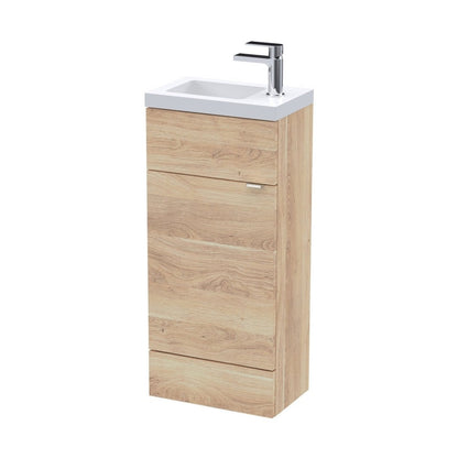 Hudson Reed Fusion 400mm Compact Vanity Unit & Basin Contemp Bleached Oak MFC Textured Woodgrain 904x403x255mm - JJ Building Materials