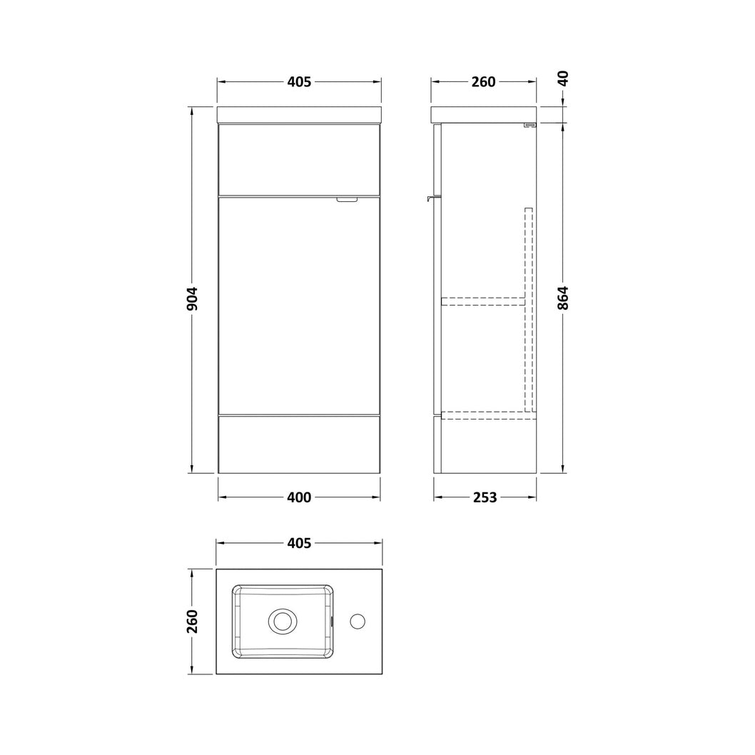 Hudson Reed Fusion 400mm Compact Vanity Unit & Basin Contemp Bleached Oak MFC Textured Woodgrain 904x403x255mm - JJ Building Materials