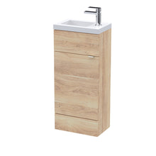 Hudson Reed Fusion 400mm Compact Vanity Unit & Basin Contemp Bleached Oak MFC Textured Woodgrain 904x403x255mm - JJ Building Materials