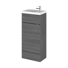 Hudson Reed Fusion 400mm Vanity Unit & Basin - Compact Contemp Anthracite Woodgrain MFC Textured Woodgrain 904x405x260mm - JJ Building Materials