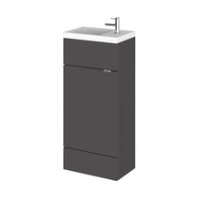 Hudson Reed Fusion 400mm Vanity Unit & Basin - Compact Contemp Gloss Grey MFC Painted Gloss 904x405x260mm - JJ Building Materials