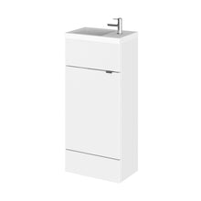 Hudson Reed Fusion 400mm Vanity Unit & Basin - Compact Contemp Gloss White MFC Painted Gloss 904x405x260mm - JJ Building Materials