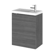 Hudson Reed Fusion 400mm Vanity Unit & Basin Contemp Anthracite Woodgrain MFC Textured Woodgrain 579x405x260mm - JJ Building Materials