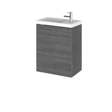 Hudson Reed Fusion 400mm Vanity Unit & Basin Contemp Anthracite Woodgrain MFC Textured Woodgrain 579x405x260mm - JJ Building Materials
