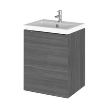 Hudson Reed Fusion 400mm Vanity Unit & Basin Contemp Anthracite Woodgrain MFC Textured Woodgrain 579x405x360mm - JJ Building Materials