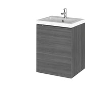 Hudson Reed Fusion 400mm Vanity Unit & Basin Contemp Anthracite Woodgrain MFC Textured Woodgrain 579x405x360mm - JJ Building Materials