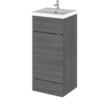 Hudson Reed Fusion 400mm Vanity Unit & Basin Contemp Anthracite Woodgrain MFC Textured Woodgrain 904x405x400mm - JJ Building Materials