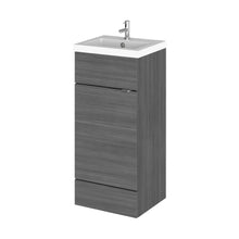 Hudson Reed Fusion 400mm Vanity Unit & Basin Contemp Anthracite Woodgrain MFC Textured Woodgrain 904x405x400mm - JJ Building Materials