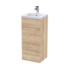 Hudson Reed Fusion 400mm Vanity Unit & Basin Contemp Bleached Oak MFC Textured Woodgrain 904x403x355mm - JJ Building Materials