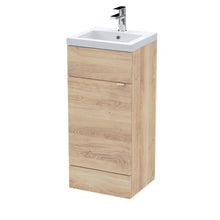 Hudson Reed Fusion 400mm Vanity Unit & Basin Contemp Bleached Oak MFC Textured Woodgrain 904x403x355mm - JJ Building Materials