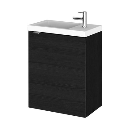 Hudson Reed Fusion 400mm Vanity Unit & Basin Contemp Charcoal Black MFC Textured Woodgrain 579x405x260mm - JJ Building Materials