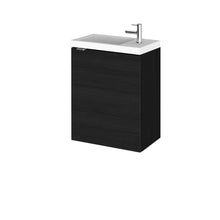Hudson Reed Fusion 400mm Vanity Unit & Basin Contemp Charcoal Black MFC Textured Woodgrain 579x405x260mm - JJ Building Materials