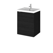 Hudson Reed Fusion 400mm Vanity Unit & Basin Contemp Charcoal Black MFC Textured Woodgrain 579x405x360mm - JJ Building Materials