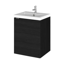 Hudson Reed Fusion 400mm Vanity Unit & Basin Contemp Charcoal Black MFC Textured Woodgrain 579x405x360mm - JJ Building Materials