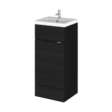 Hudson Reed Fusion 400mm Vanity Unit & Basin Contemp Charcoal Black MFC Textured Woodgrain 904x405x400mm - JJ Building Materials