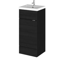 Hudson Reed Fusion 400mm Vanity Unit & Basin Contemp Charcoal Black MFC Textured Woodgrain 904x405x400mm - JJ Building Materials