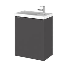 Hudson Reed Fusion 400mm Vanity Unit & Basin Contemp Gloss Grey MFC Painted Gloss 579x405x260mm - JJ Building Materials
