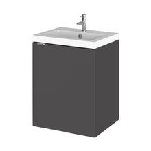 Hudson Reed Fusion 400mm Vanity Unit & Basin Contemp Gloss Grey MFC Painted Gloss 579x405x360mm - JJ Building Materials
