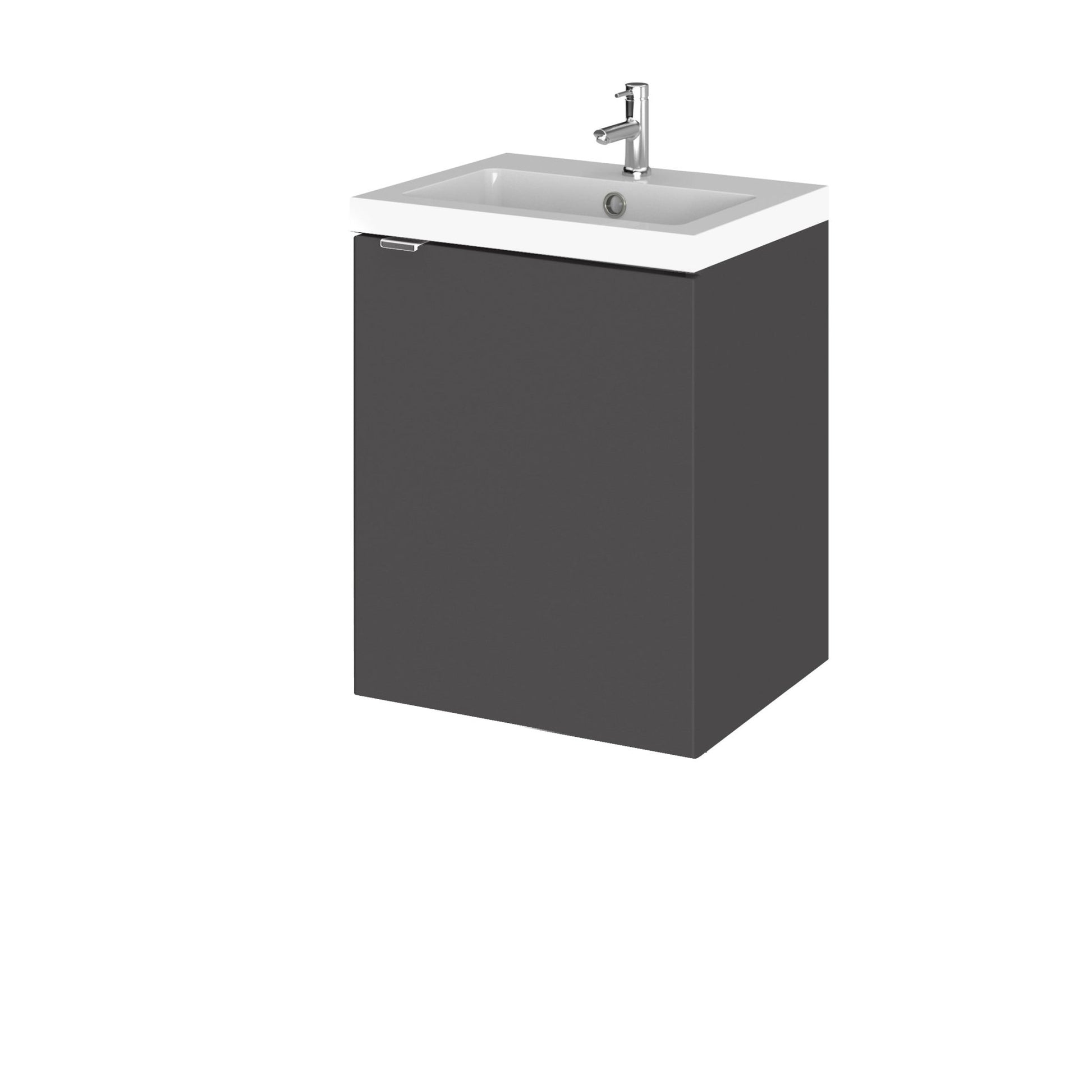 Hudson Reed Fusion 400mm Vanity Unit & Basin Contemp Gloss Grey MFC Painted Gloss 579x405x360mm - JJ Building Materials