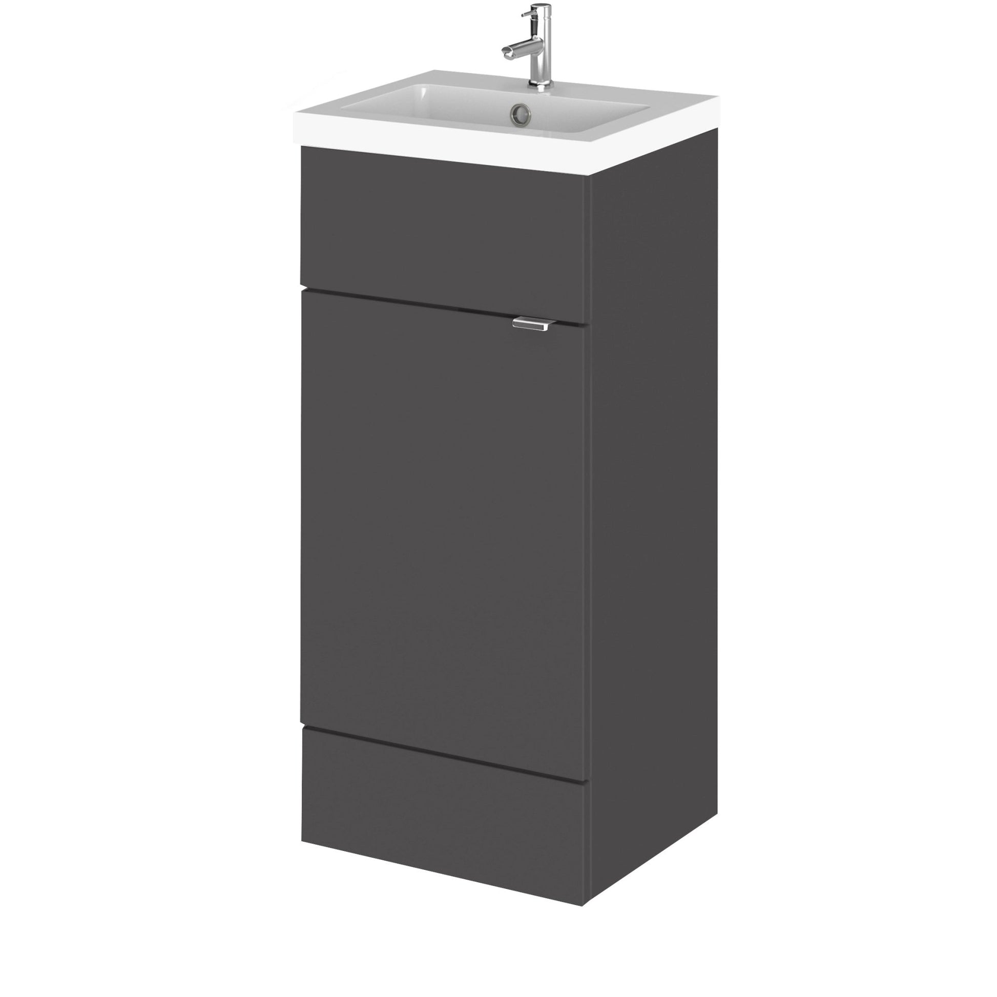 Hudson Reed Fusion 400mm Vanity Unit & Basin Contemp Gloss Grey MFC Painted Gloss 904x405x400mm - JJ Building Materials