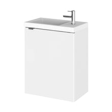 Hudson Reed Fusion 400mm Vanity Unit & Basin Contemp Gloss White MFC Painted Gloss 579x405x260mm - JJ Building Materials