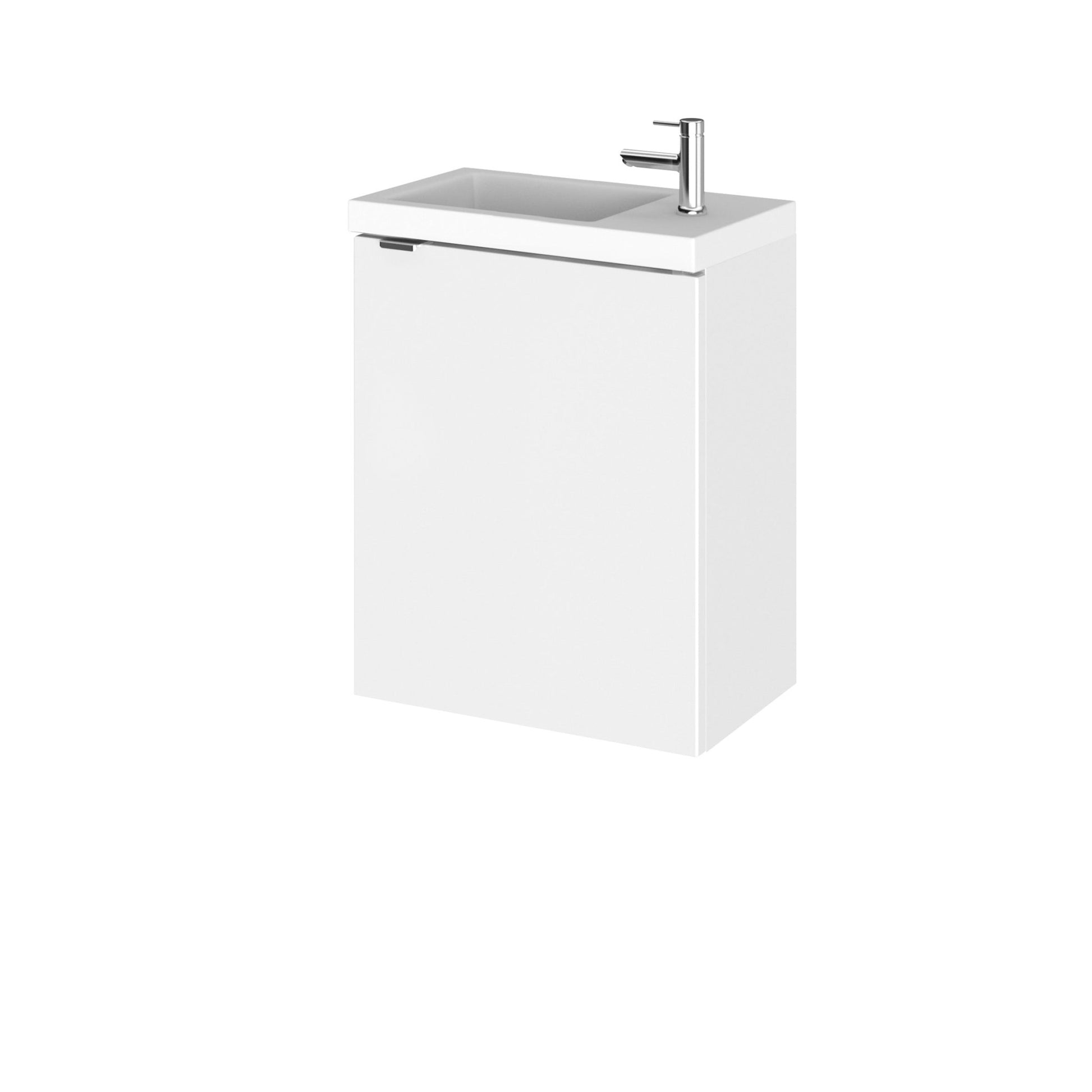 Hudson Reed Fusion 400mm Vanity Unit & Basin Contemp Gloss White MFC Painted Gloss 579x405x260mm - JJ Building Materials